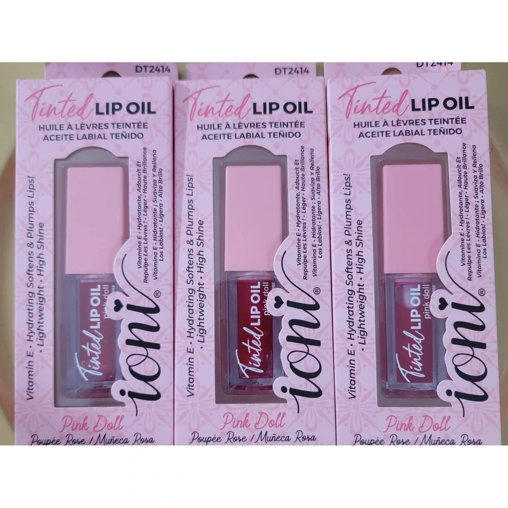 Ioni‎ Tinted Lip Oil 3 Pack Pink Doll DT2414 Hydrating High Shine Vitamin E 5ml